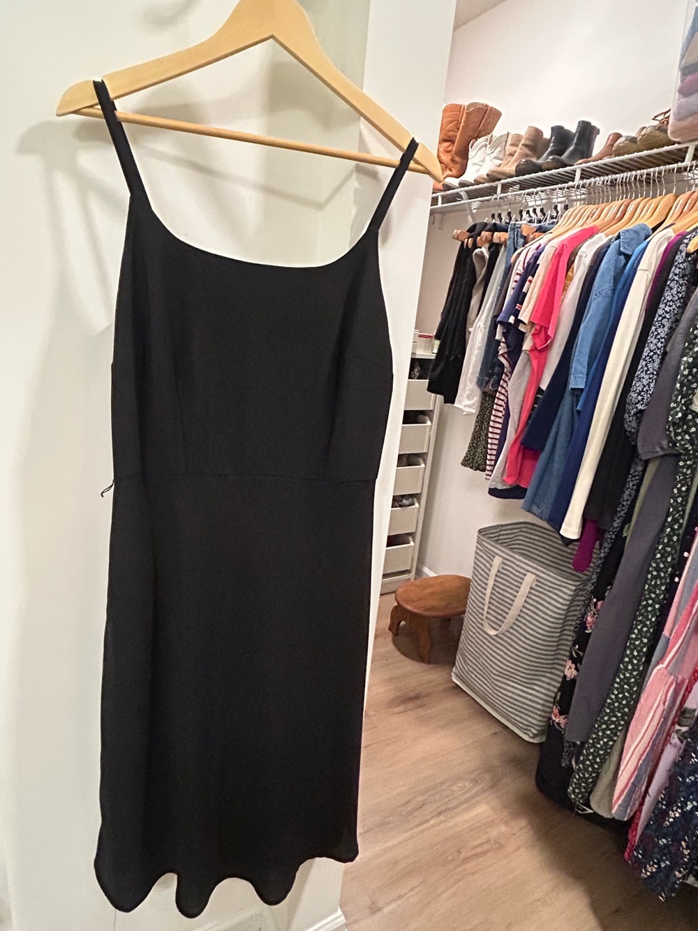 Vintage Black Slip Dress with Thin Straps
